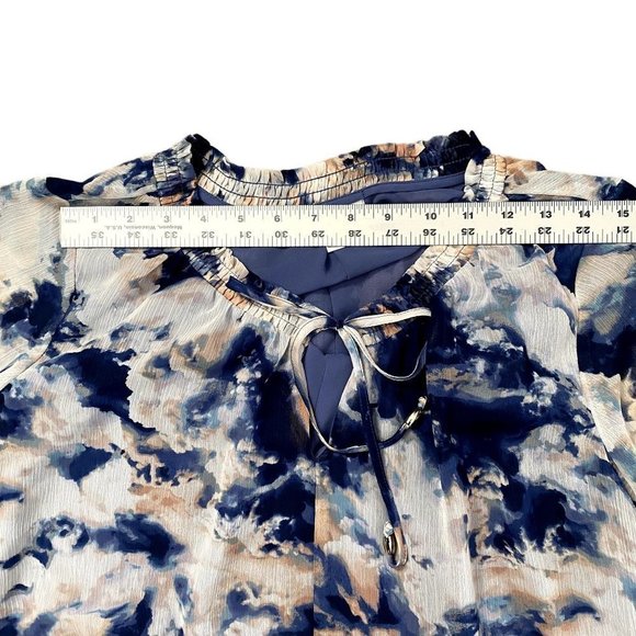 SOLD! Jennifer Lopez | Tie Dye Inspired Bell Long Sleeves Top | Blue | Med - Picture 7 of 11